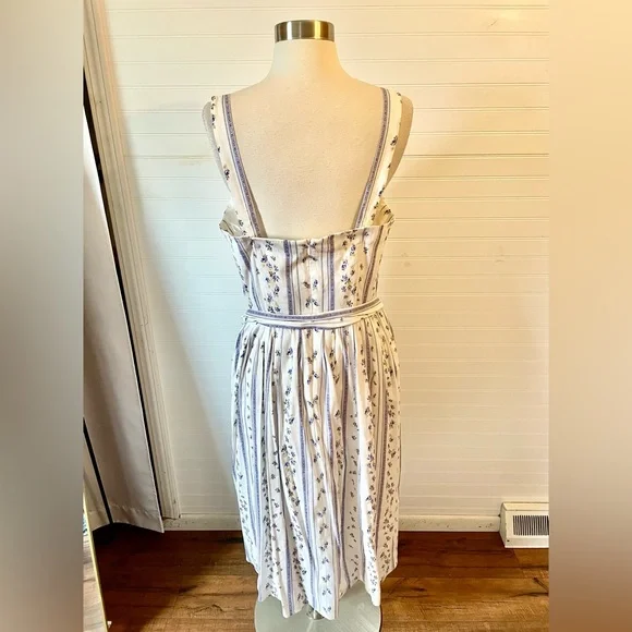 Antonio Melani Dainty Floral Strip Linen Daniela Jumper Dress NWT Size 10 - Picture 4 of 9